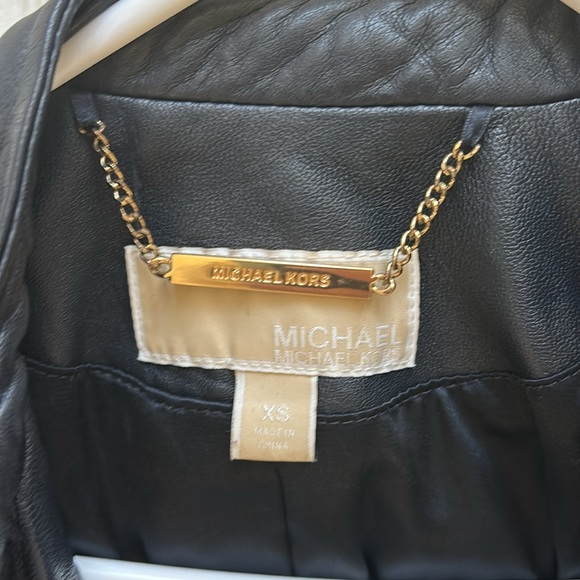 NEW Dark blue Michael Kors XS leather bomber jacket - Picture 5 of 7